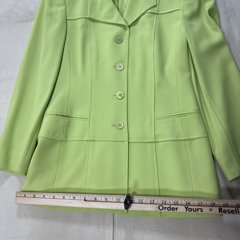 Escada Vintage Green Tweed Skirt Suit Set Confetti Tweed Knit Sz 36 - Picture 12 of 16